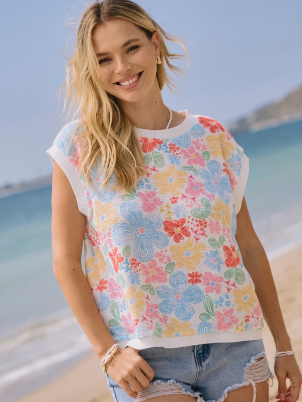 Oddi Los Angeles Sleeveless Foral Top Size L